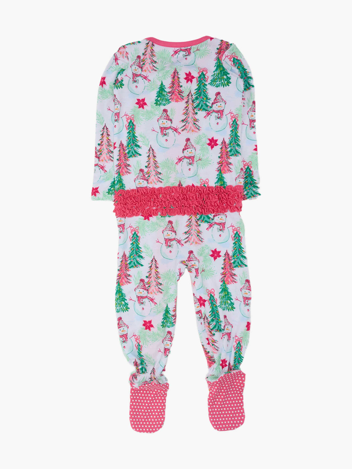 SoftSnooze™ Baby Girls Bamboo Viscose Pink Snowman Grove Footed Ruffle One Piece Pajama
: Pink / 6-12m