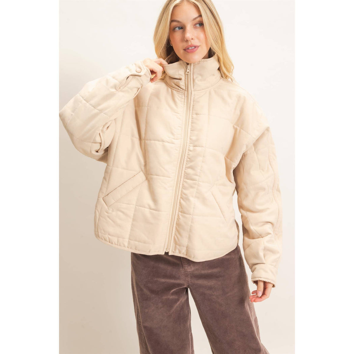 Quilted High Collar Jacket