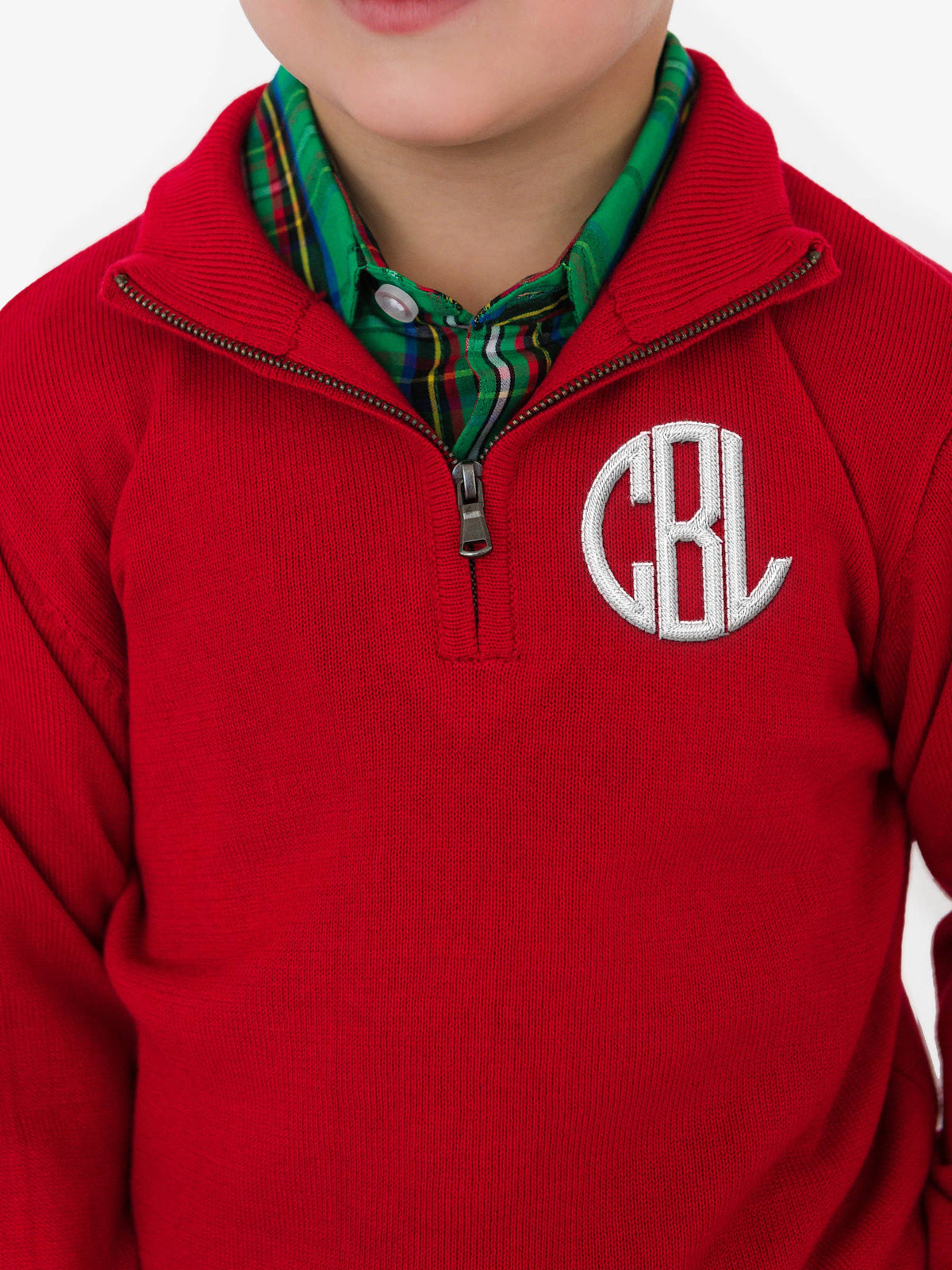 Boys Red Quarter-Zip Sweater: Red / 2T