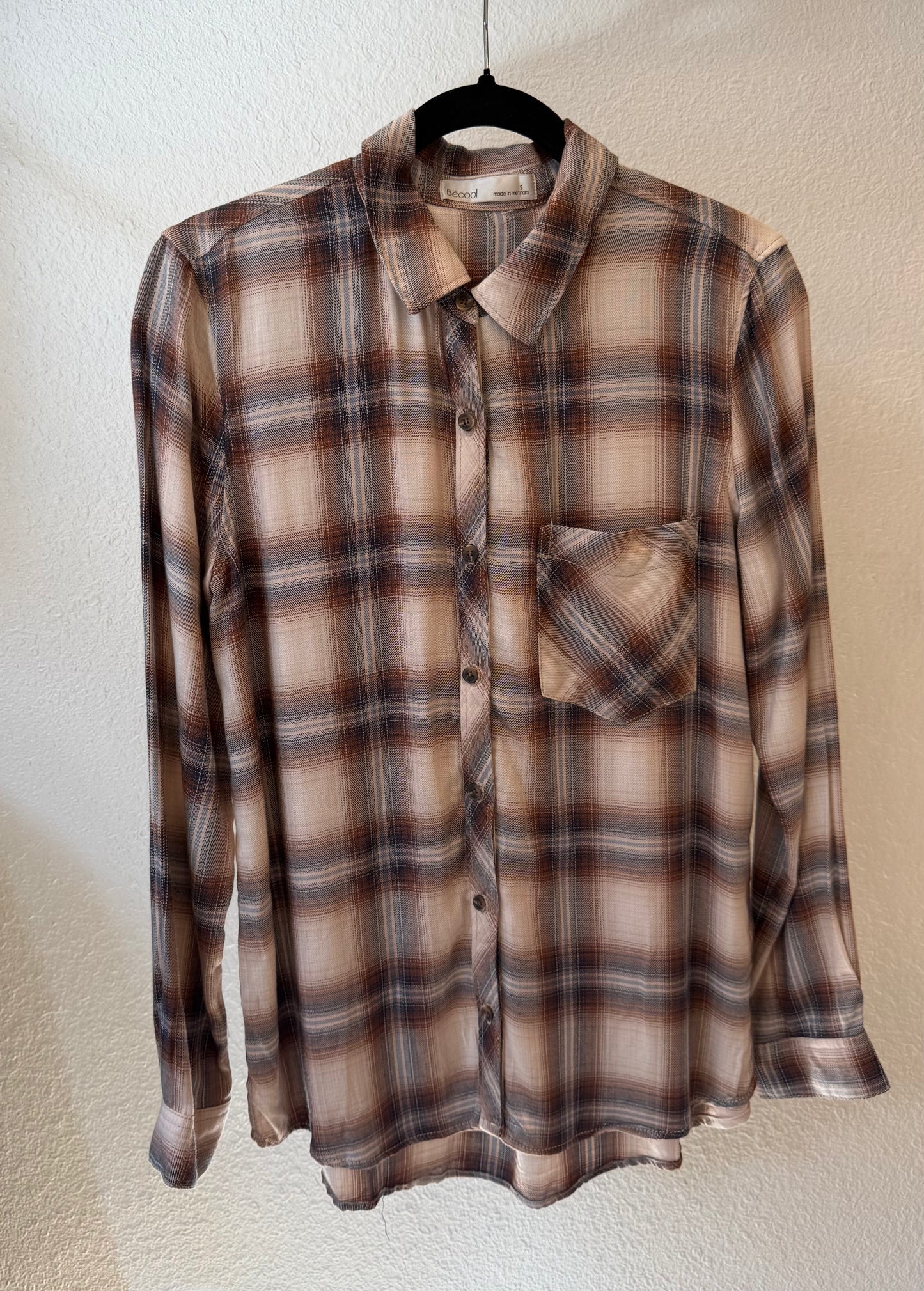 Mocha Plaid Button-Up