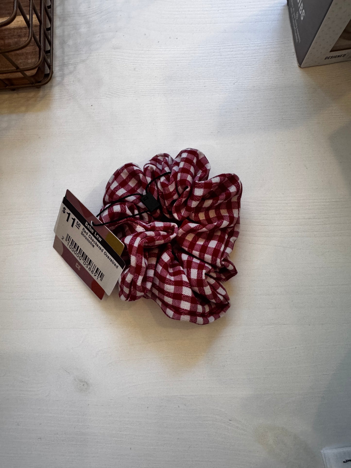 Gingham Scrunchie Burgundy