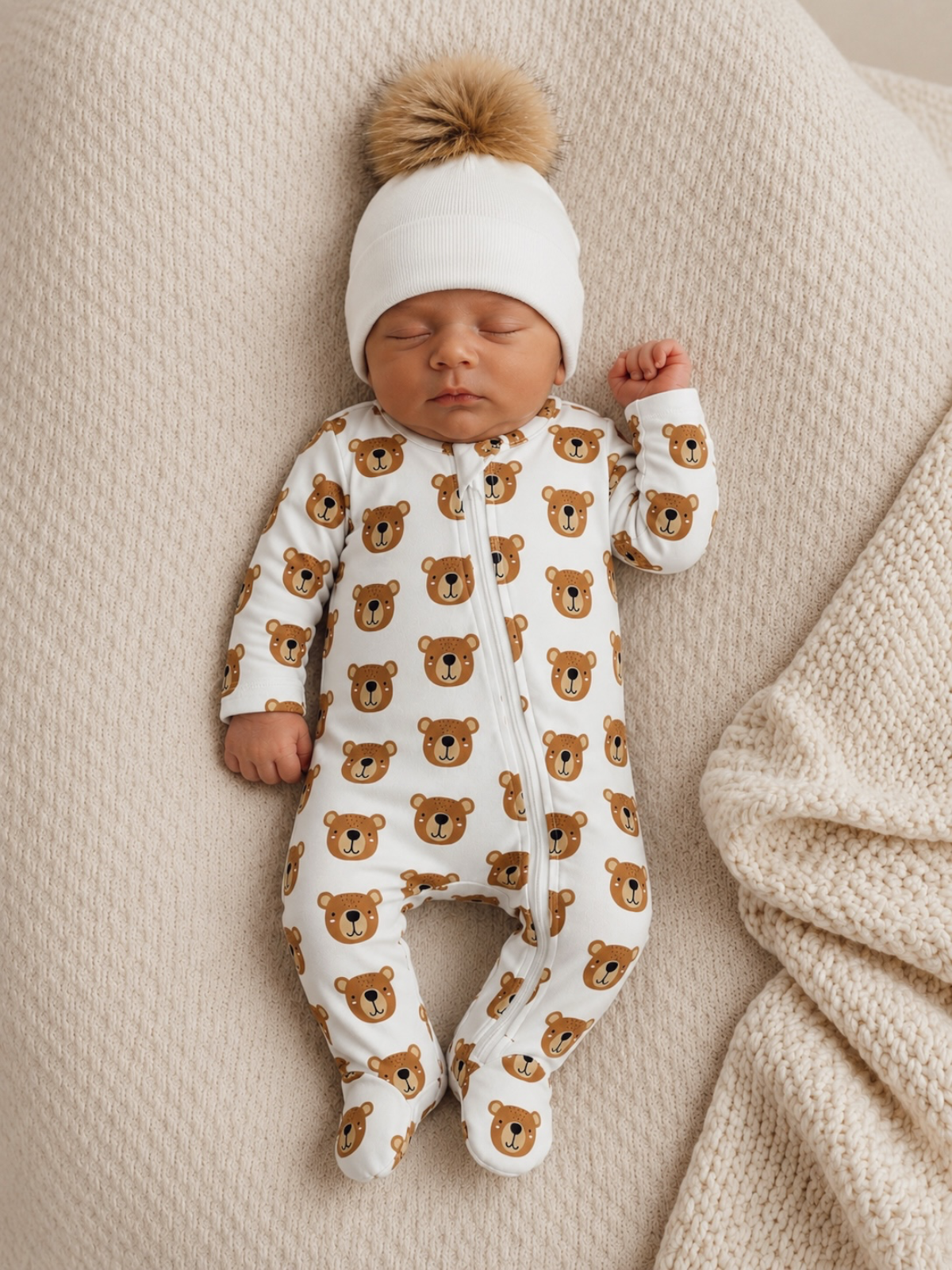 Baby Bear / Organic Cotton 2-Way Zip Footie: 0 - 3 mo.