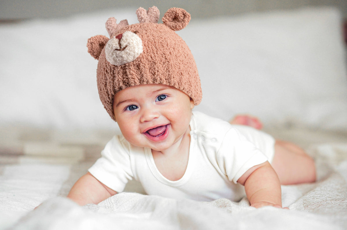 Chenille Baby Beanies: Deer