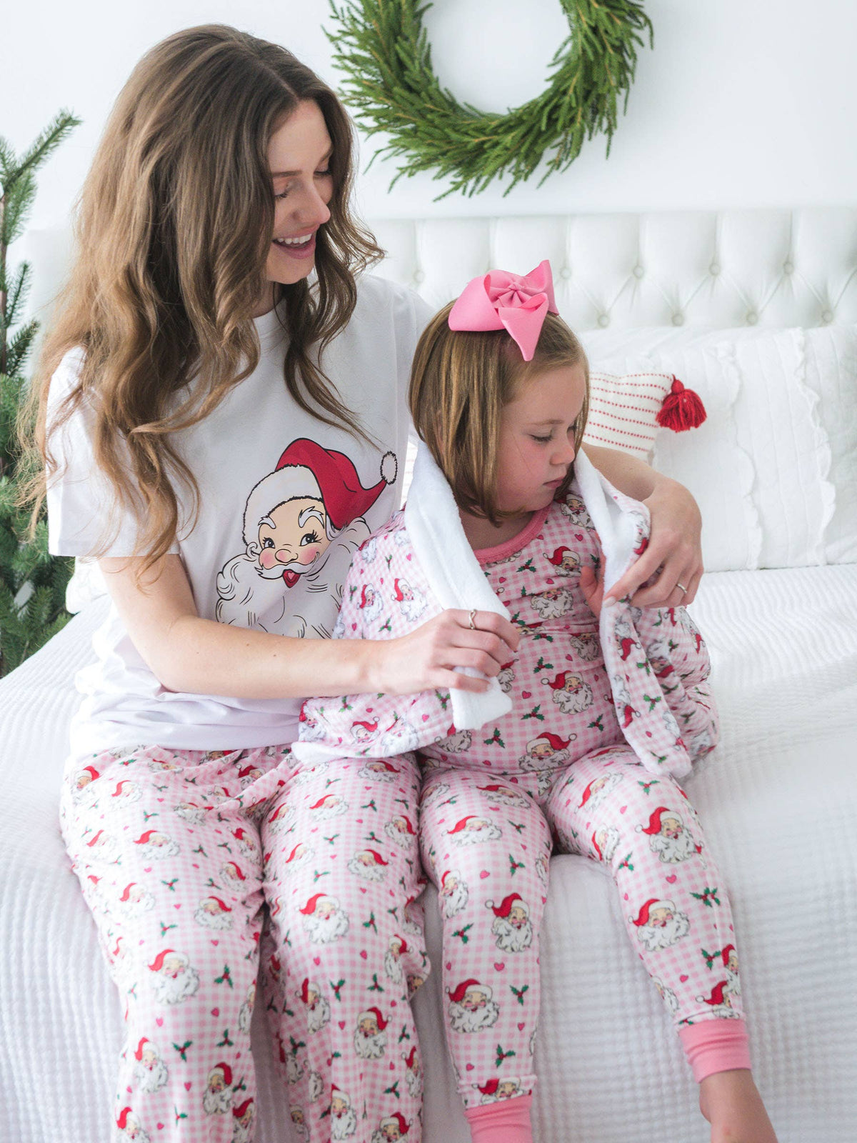 SoftSnooze™ Adult Bamboo Viscose Pink Dear Santa Pajama Pants: Pink / Adult XL