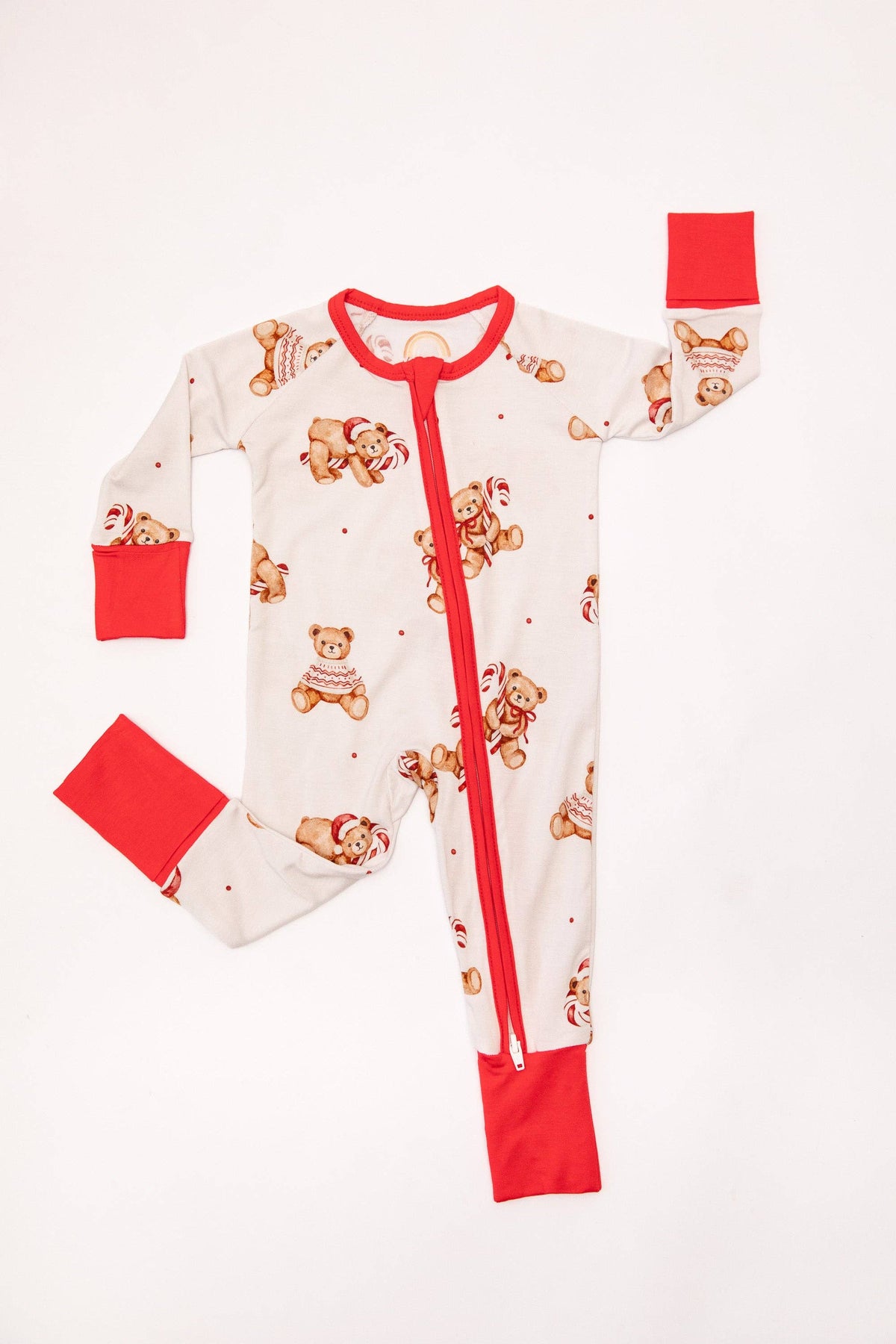 Christmas Teddy Bear Baby Bamboo Zipper Romper: Newborn