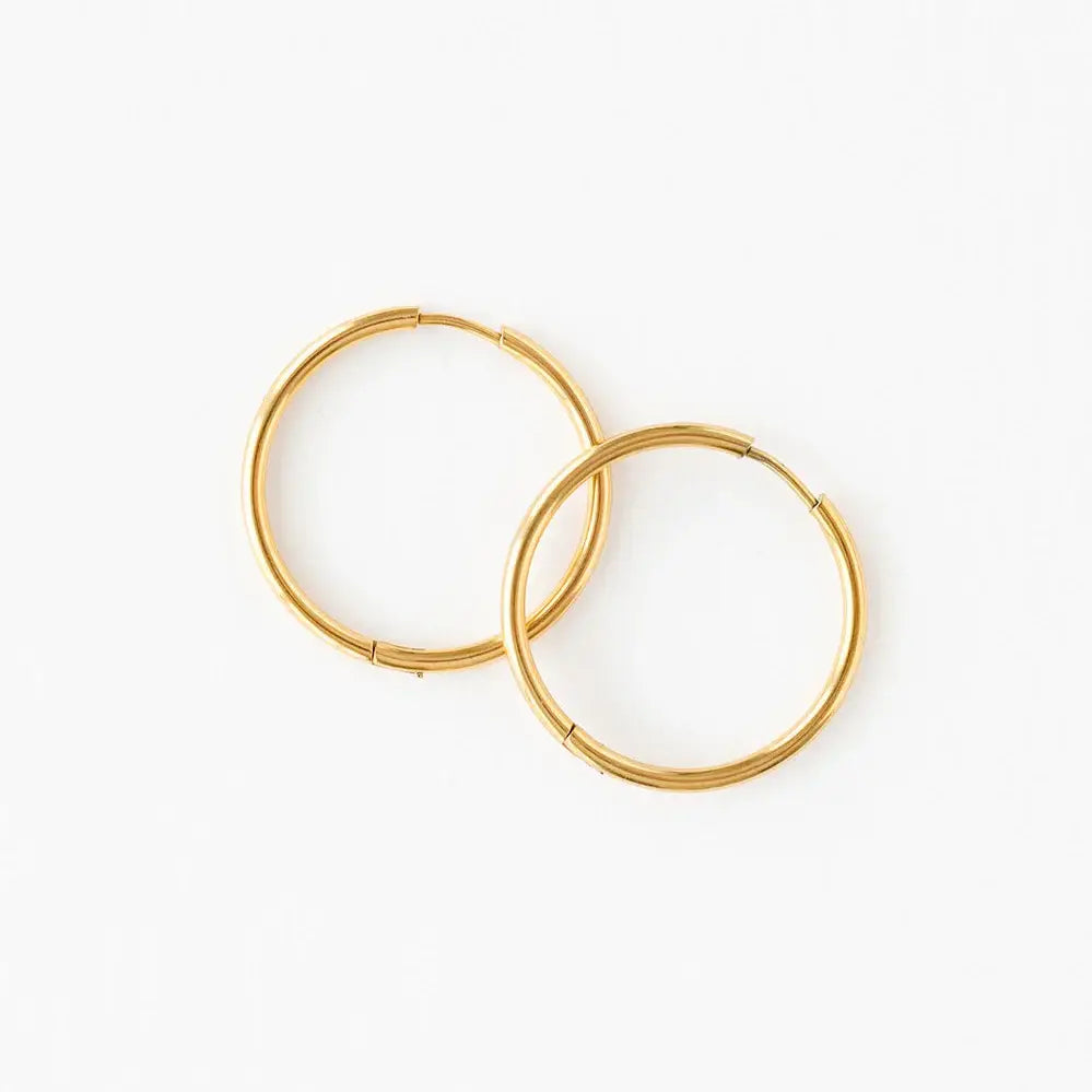 Endless Hoop Thin Gold Earrings - Hypoallergenic, Girl Gift: Gold / 22 mm