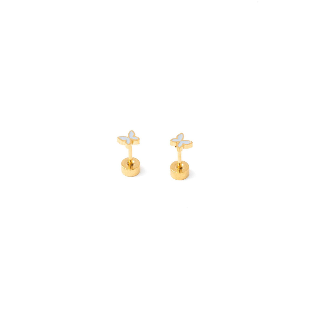Mini Butterfly Stud Earrings - Hypoallergenic, Flat Back: Blush / Pair