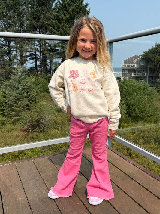 Pink Denim Flares