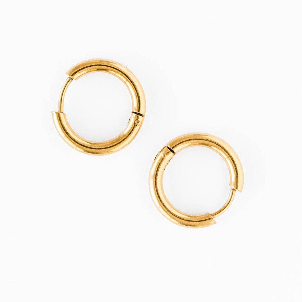 Endless Hoop Stud Earrings - Hypoallergenic, Flat Back, Girl: Gold / 10mm