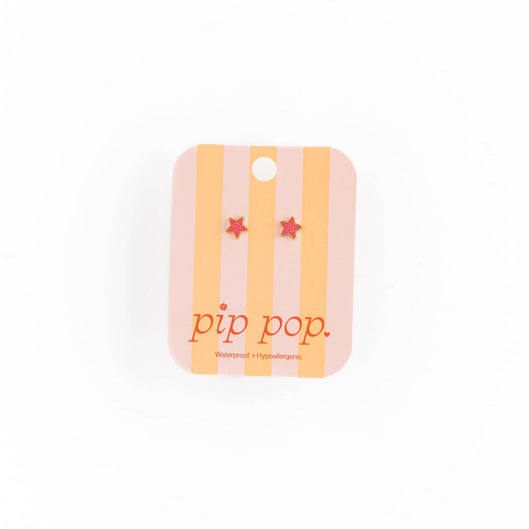 Starfish Stud Earrings - Hypoallergenic, Flat Back, Girl : Pair