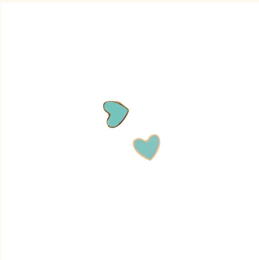 Heart Stud Earring - Hypoallergenic, Flat Back, Girl : Neon Pink