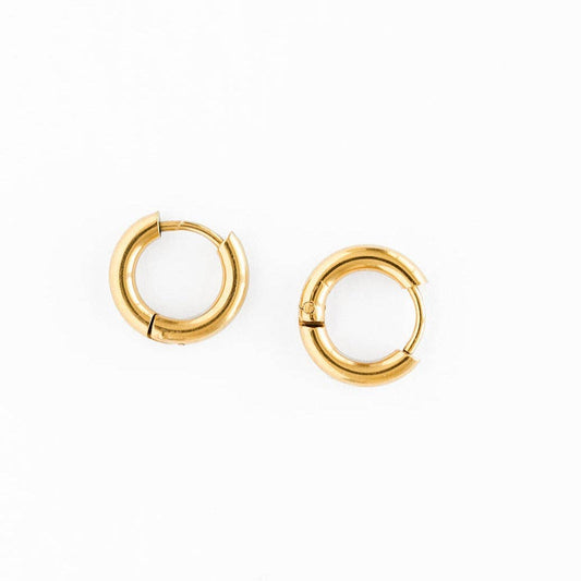 Endless Hoop Stud Earrings - Hypoallergenic, Flat Back, Girl: Gold / 10mm