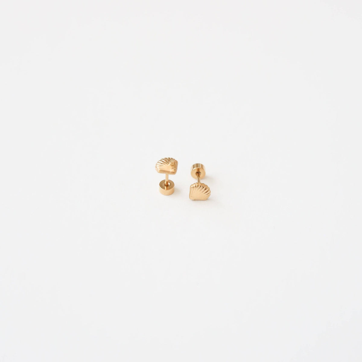 Seashell Stud Earring - Hypoallergenic, Flat Back, Girl Gift