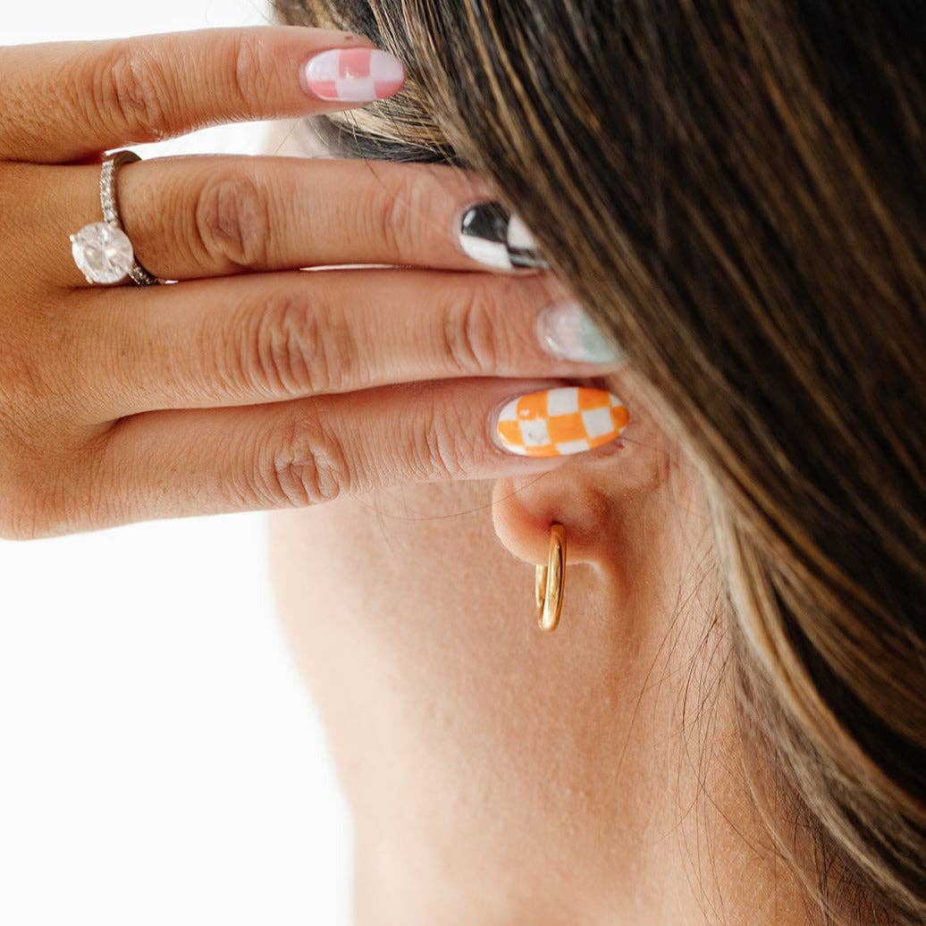 Endless Hoop Stud Earrings - Hypoallergenic, Flat Back, Girl: Gold / 10mm