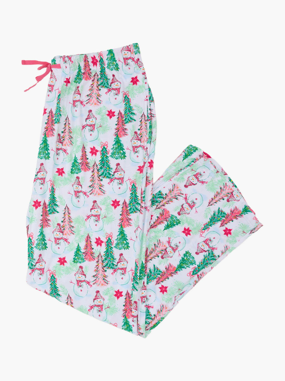 SoftSnooze™ Adult Bamboo Viscose Pink Snowman Grove Pajama Pants: Pink / Adult M