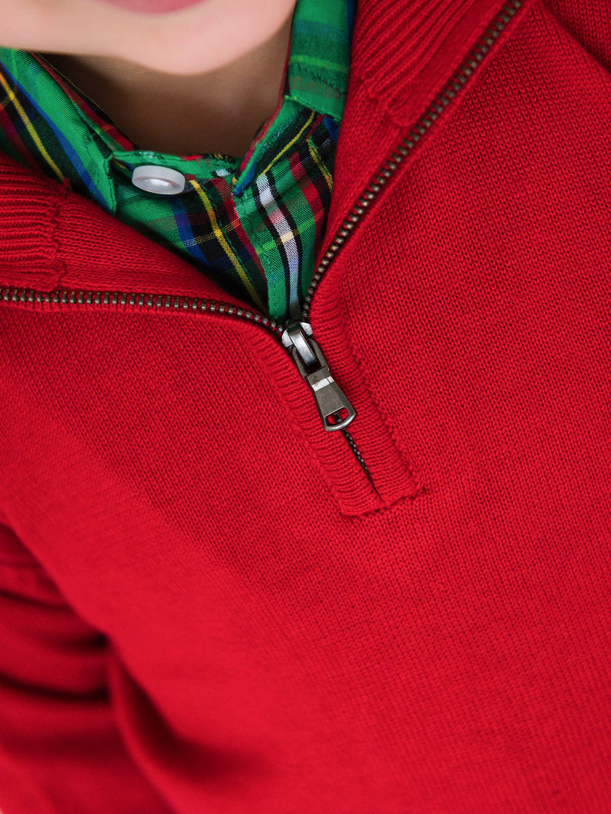 Boys Red Quarter-Zip Sweater: Red / 2T