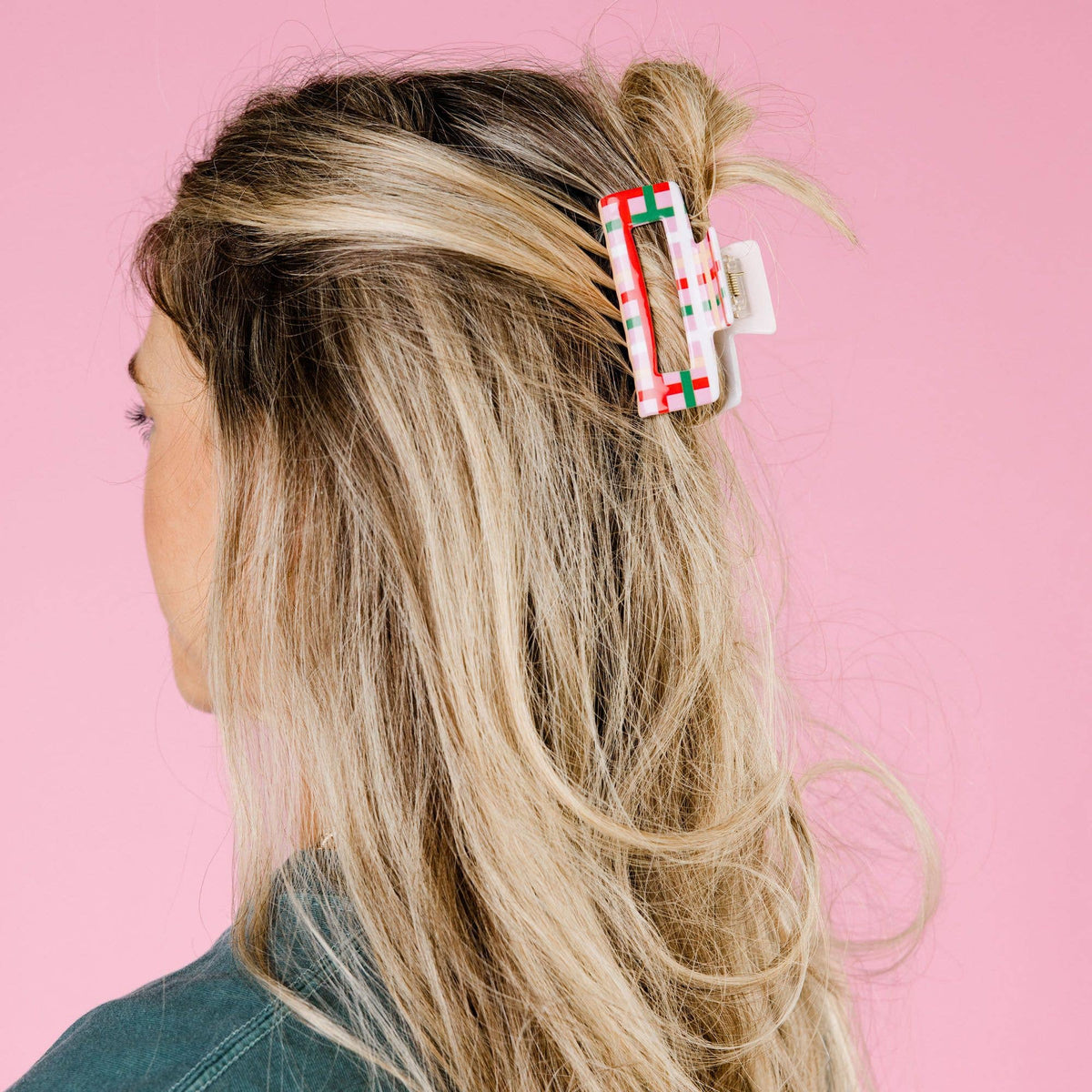 Plaid Christmas Claw Hair Clip