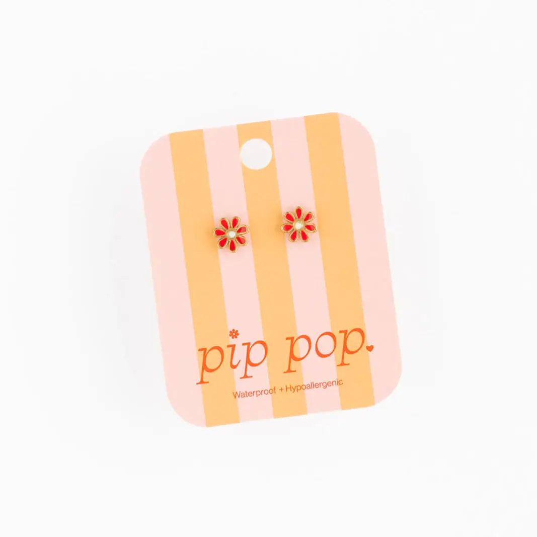 Daisy Stud Earrings - Hypoallergenic, Flat Back, Girl Gift: Lilac / Pair