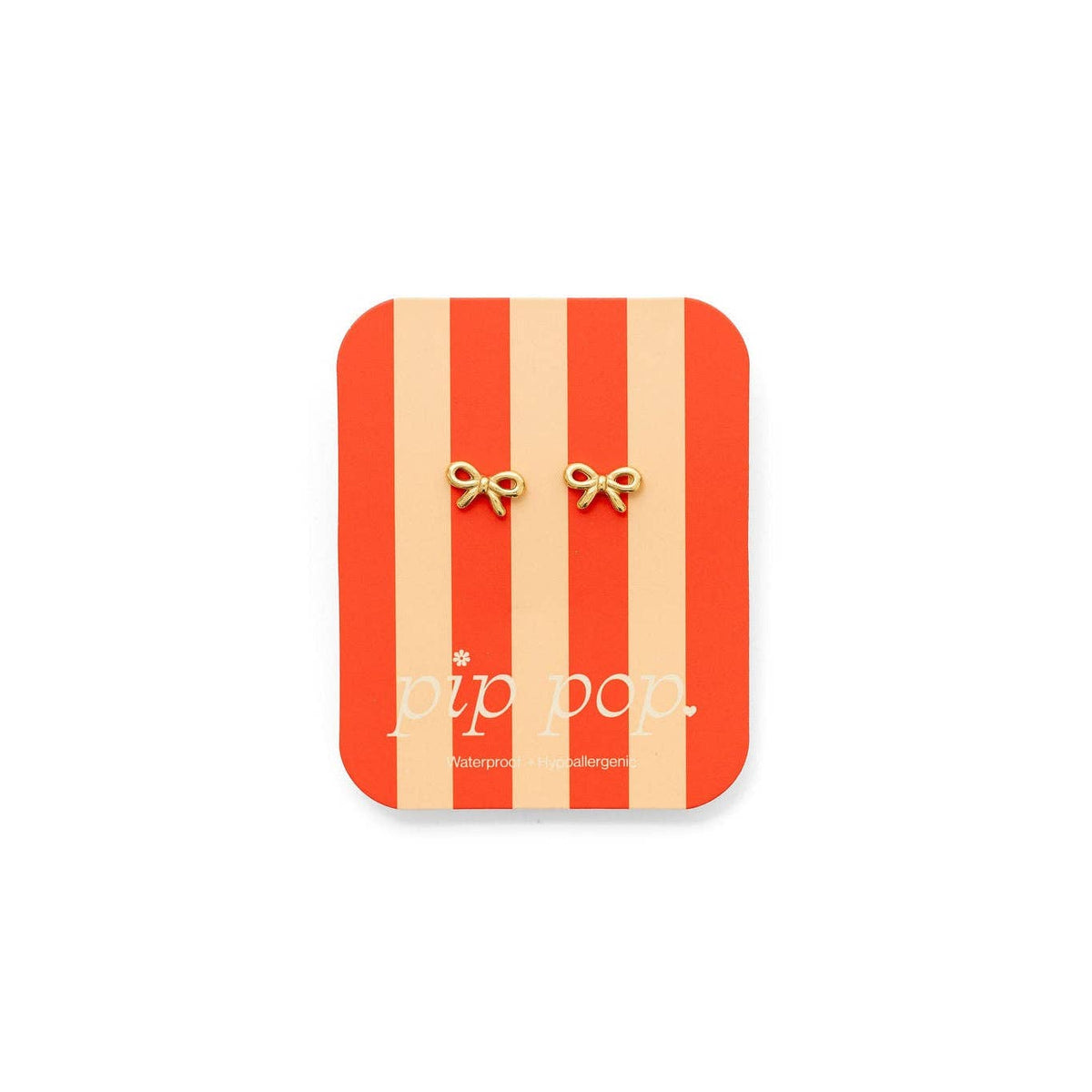 Bow Long Post Gold Stud - Hypoallergenic, Flat Back, Girl : Pair