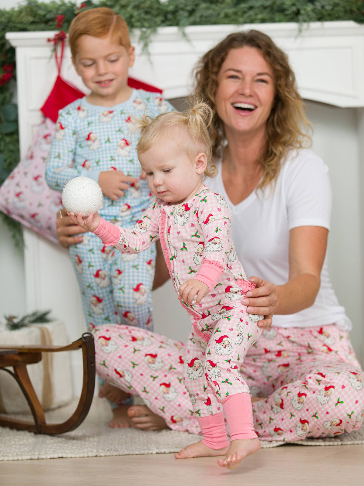 SoftSnooze™ Adult Bamboo Viscose Pink Dear Santa Pajama Pants: Pink / Adult M