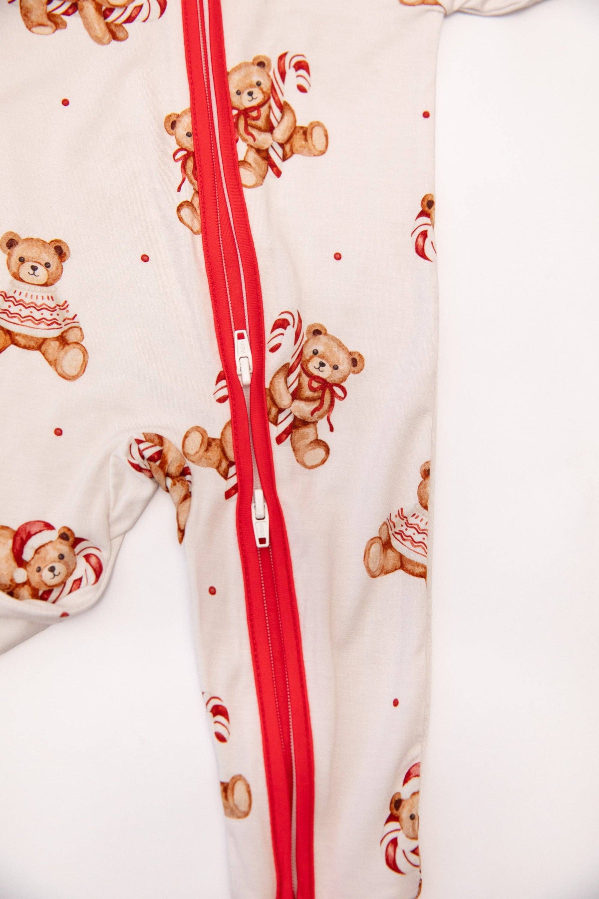 Christmas Teddy Bear Baby Bamboo Zipper Romper: Newborn