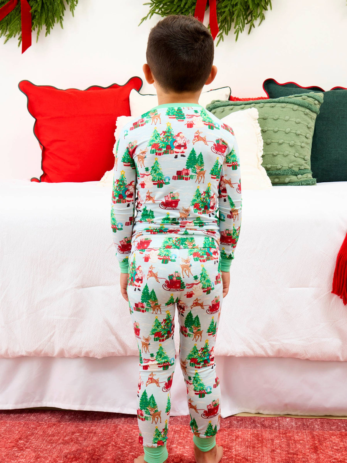 Kids Bamboo Santa Wonderland Christmas Long Sleeve Pajama Set