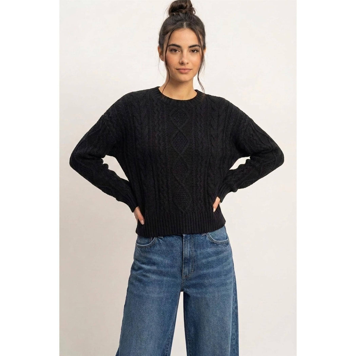 Cable Knit Crew Neck Sweater