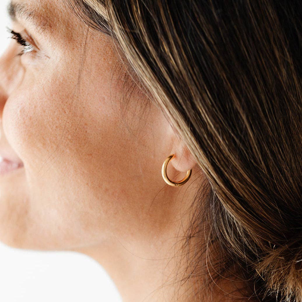 Endless Hoop Stud Earrings - Hypoallergenic, Flat Back, Girl: Gold / 10mm