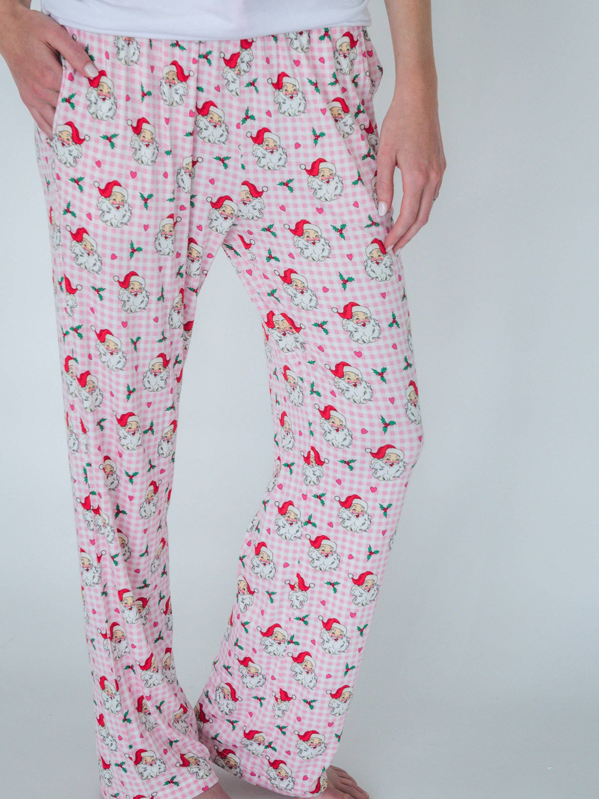 SoftSnooze™ Adult Bamboo Viscose Pink Dear Santa Pajama Pants: Pink / Adult S