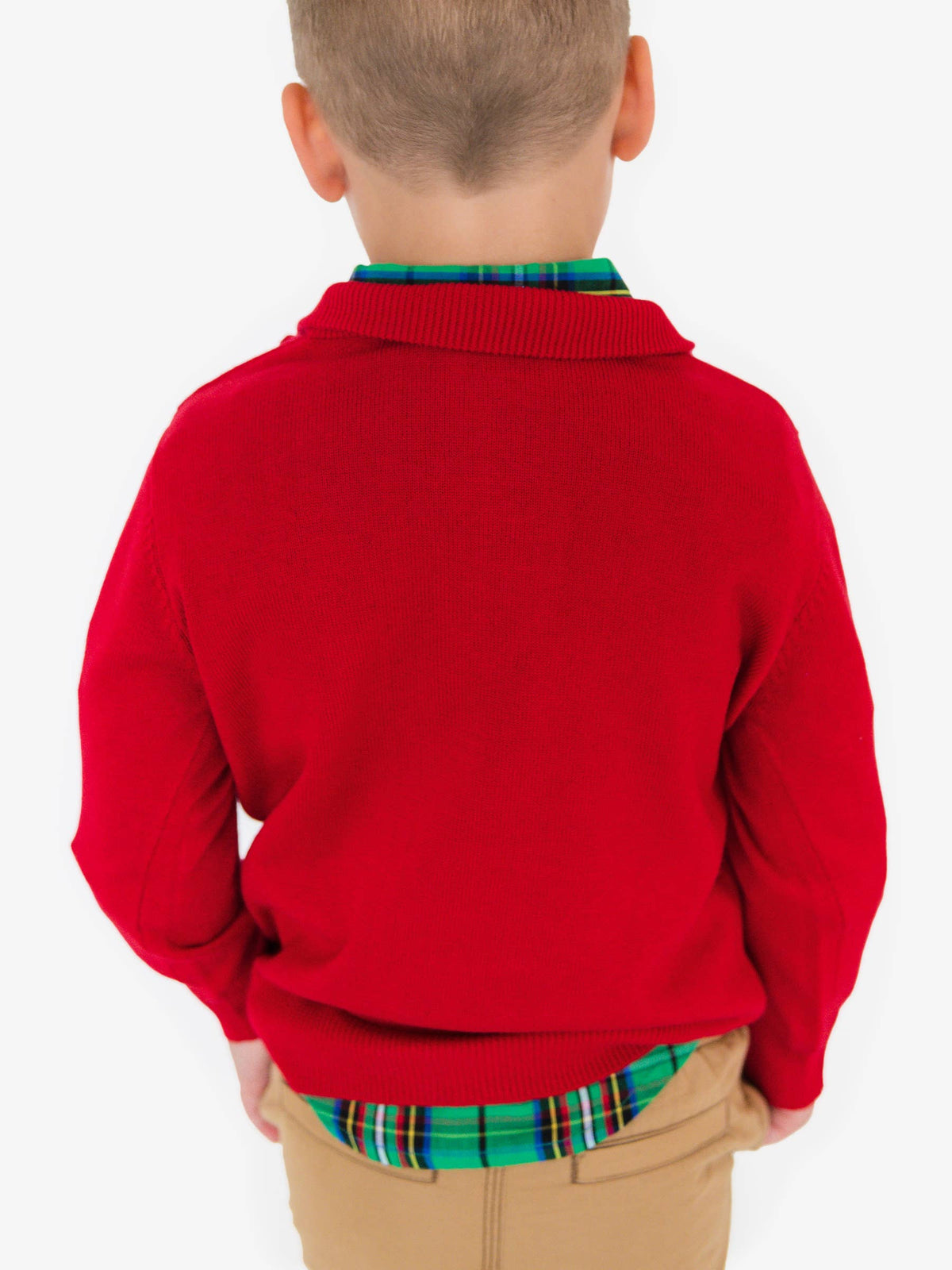 Boys Red Quarter-Zip Sweater: Red / 4T
