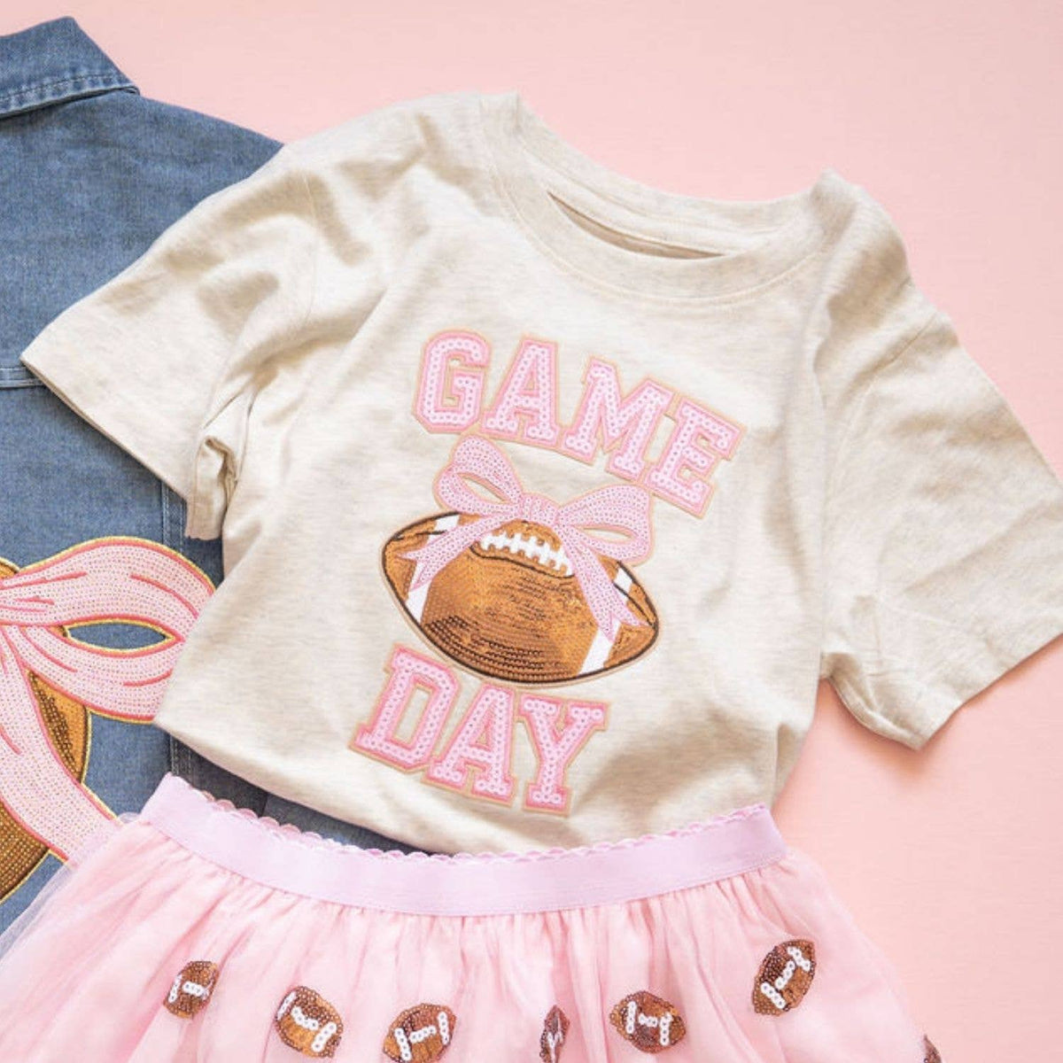 Game Day Sequin Patch Short Sleeve T-Shirt