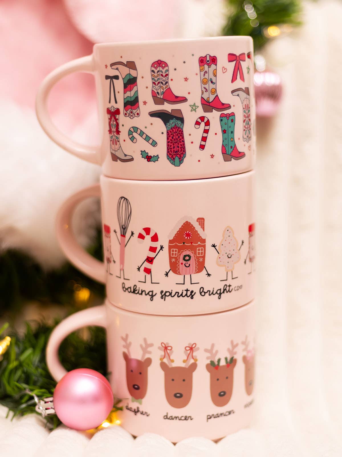 Santa's Reindeer Christmas Large Ceramic Mug