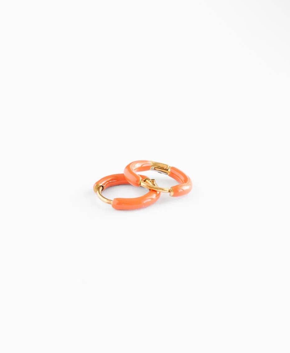 Enamel Hoop Earrings - Hypoallergenic, Flat Back, Girl Gift: Purple