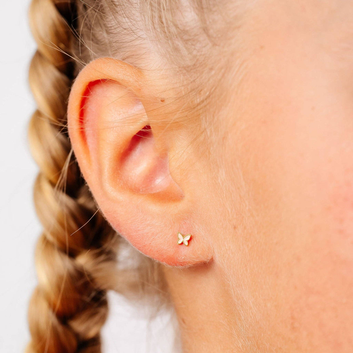 Mini Butterfly Stud Earrings - Hypoallergenic, Flat Back: Blush / Pair