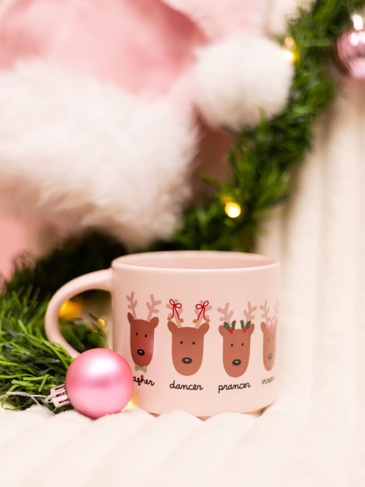 Santa's Reindeer Christmas Large Ceramic Mug