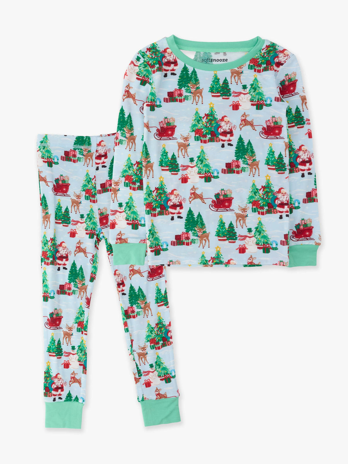 Kids Bamboo Santa Wonderland Christmas Long Sleeve Pajama Set