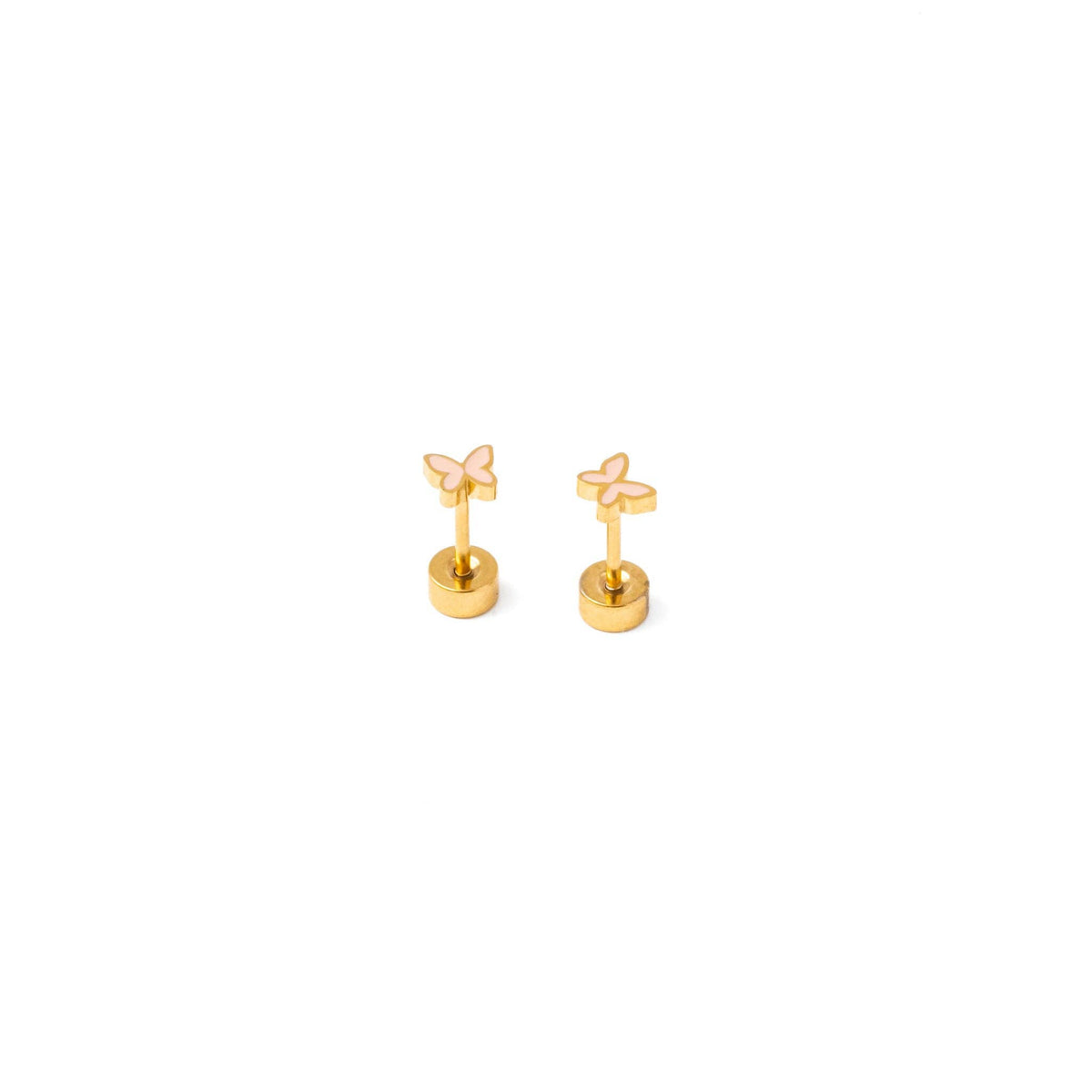 Mini Butterfly Stud Earrings - Hypoallergenic, Flat Back: Blush / Pair