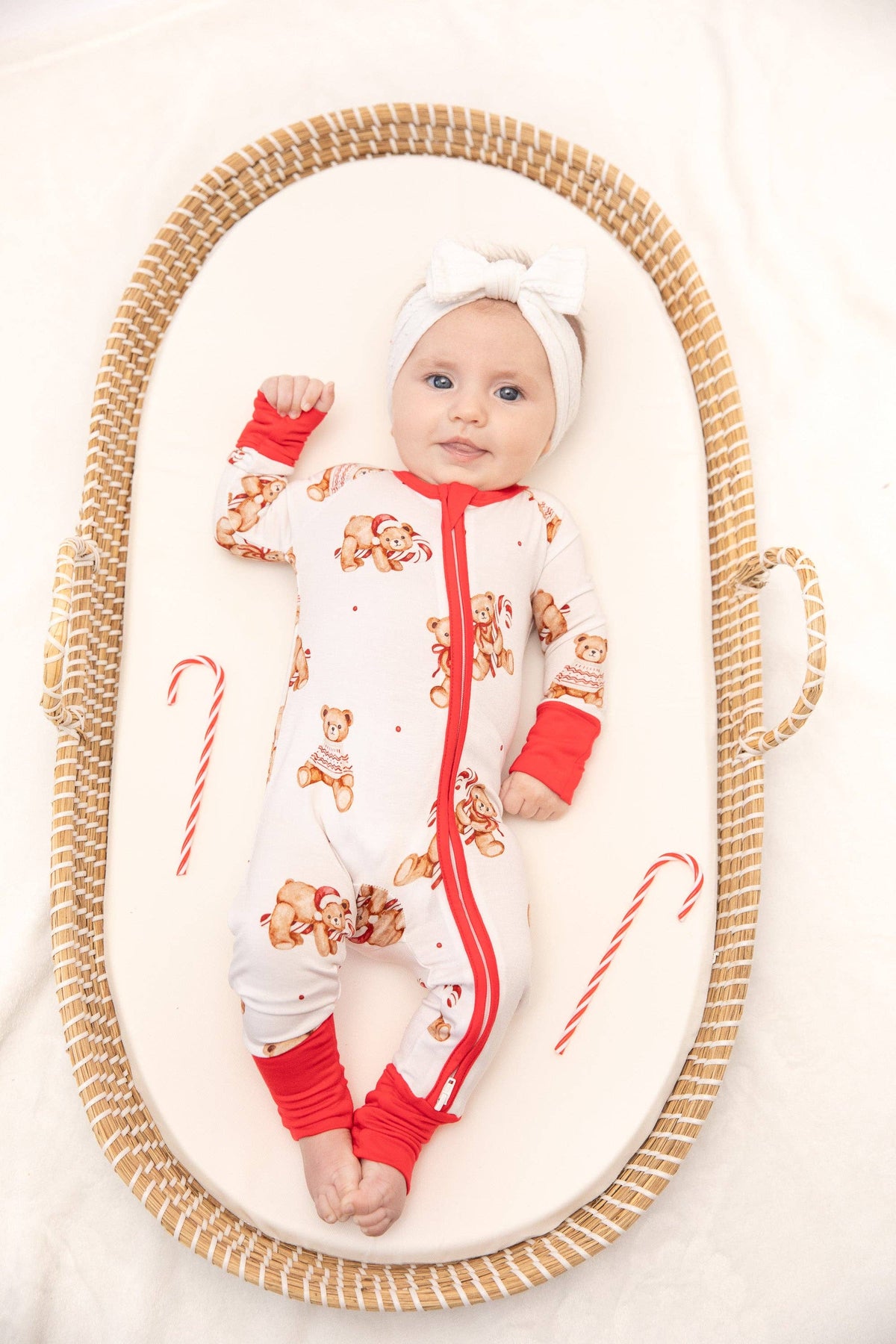 Christmas Teddy Bear Baby Bamboo Zipper Romper: Newborn