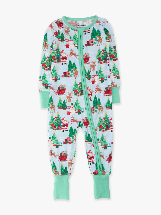 Baby Bamboo Santa Wonderland Christmas Convertible One Piece Footie Pajama