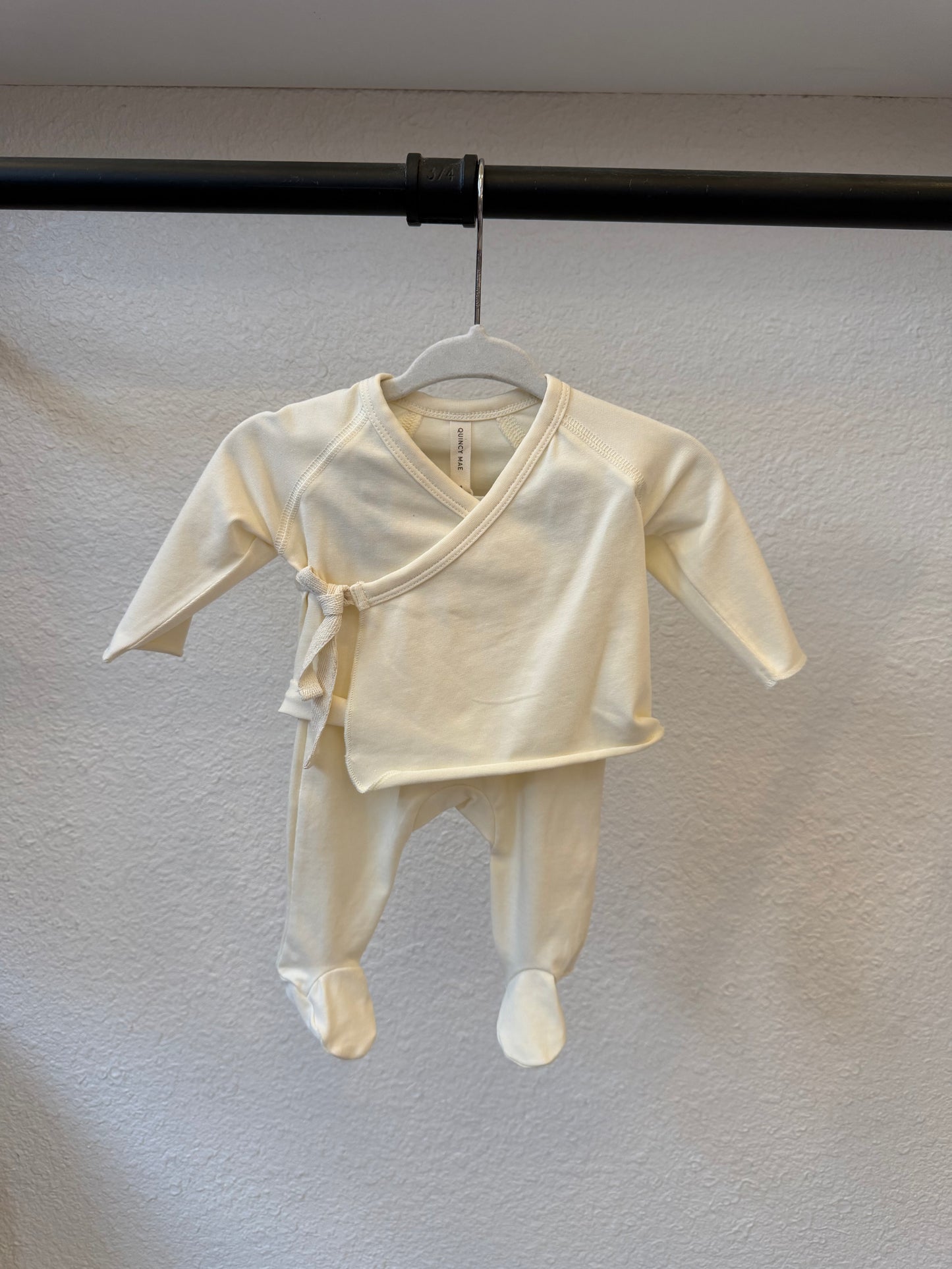 Ivory Wrap Top & Footed Pant Set