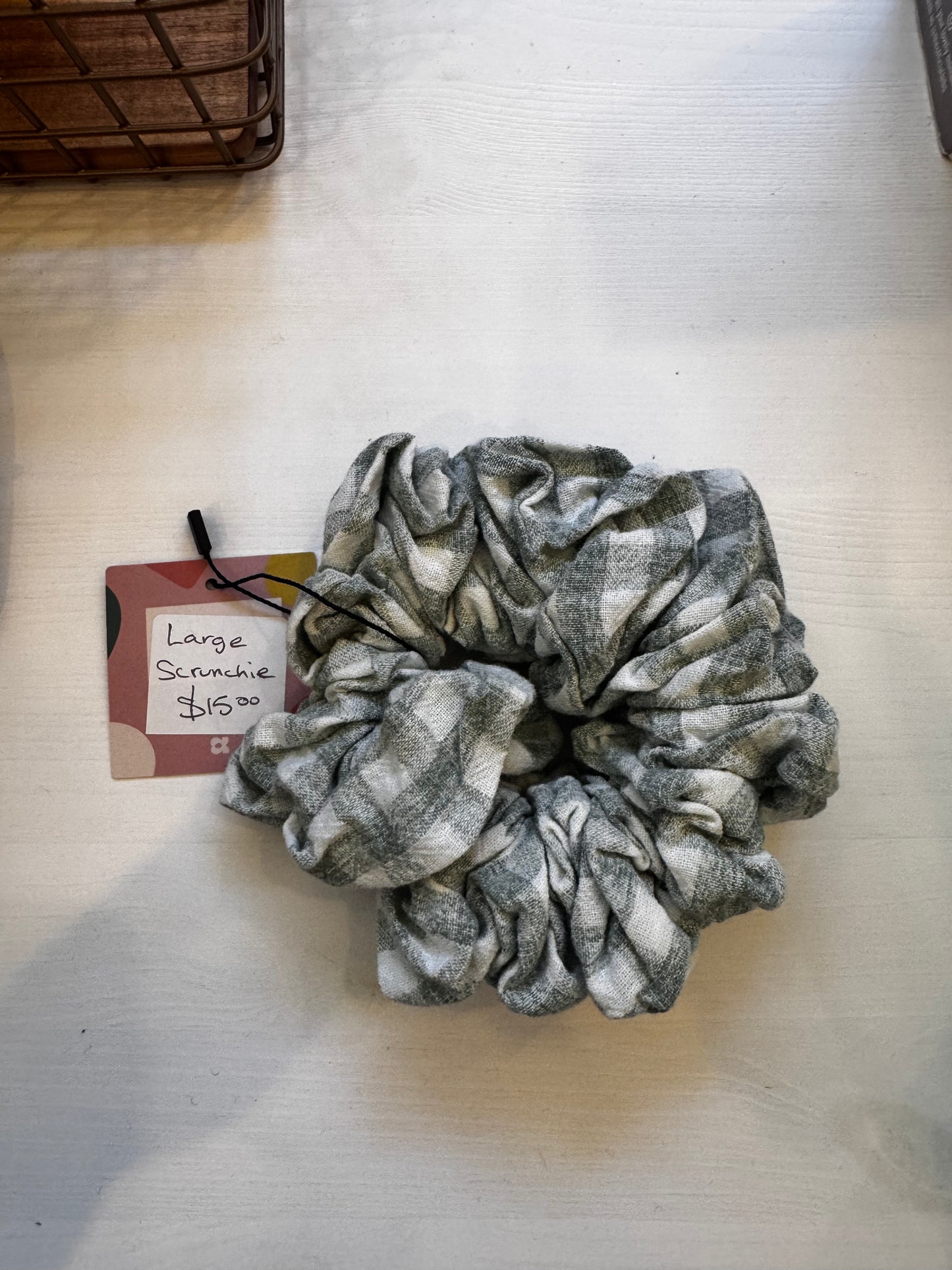 Gingham Scrunchie Sage