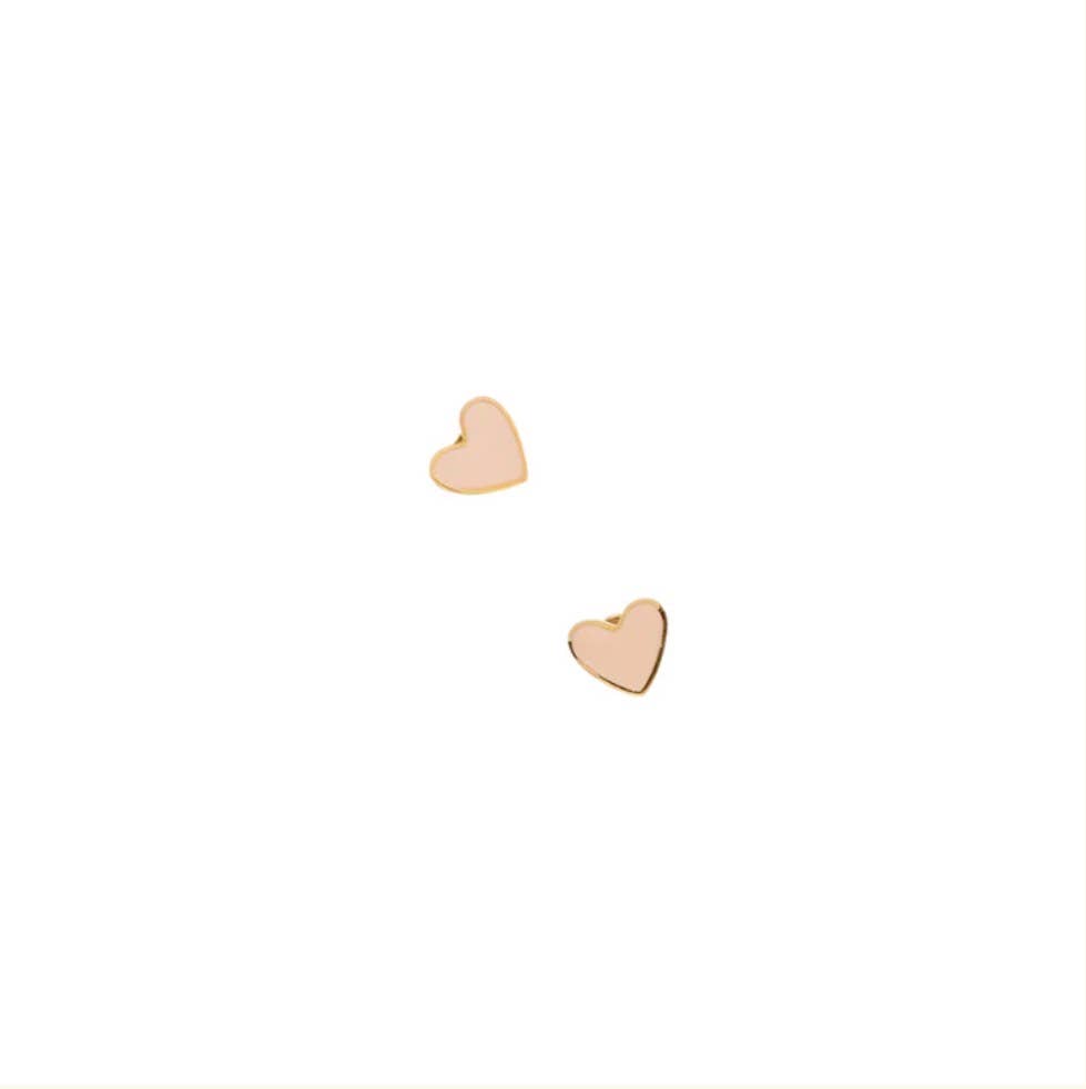 Heart Stud Earring - Hypoallergenic, Flat Back, Girl : Neon Pink