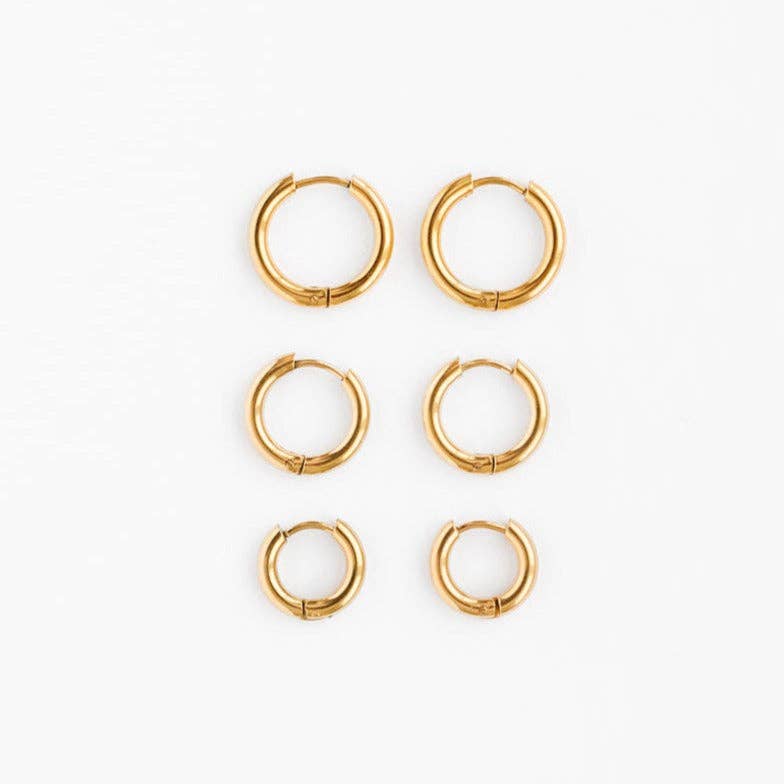 Endless Hoop Stud Earrings - Hypoallergenic, Flat Back, Girl: Gold / 10mm