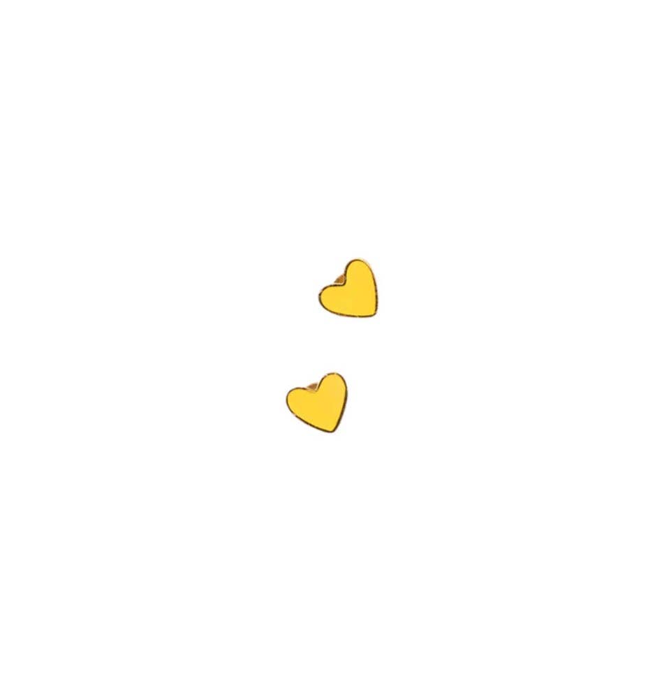 Heart Stud Earring - Hypoallergenic, Flat Back, Girl : Neon Pink