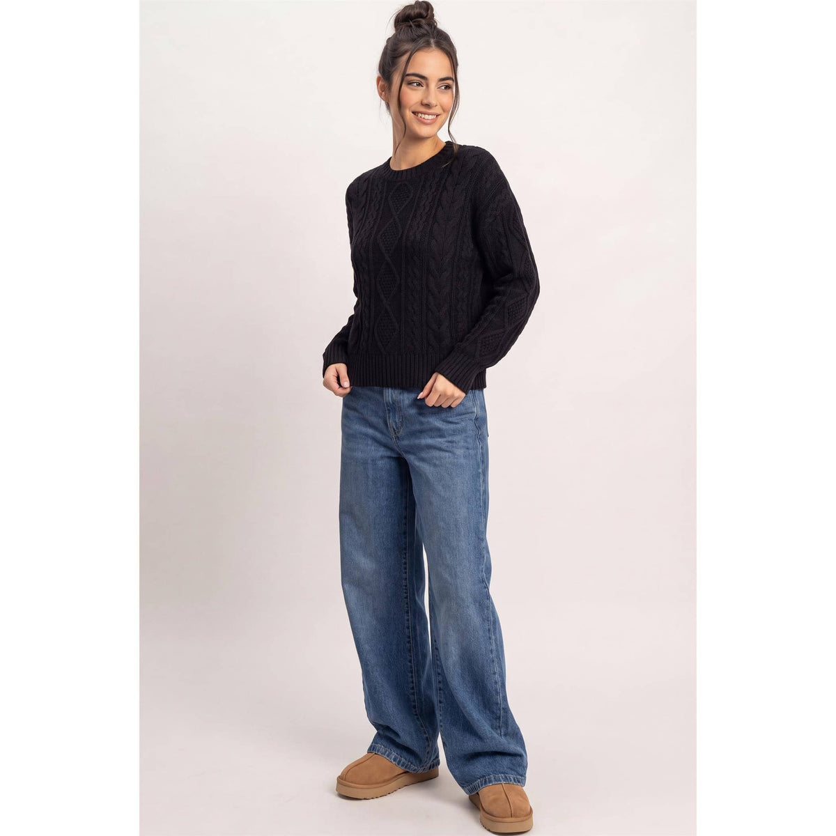 Cable Knit Crew Neck Sweater