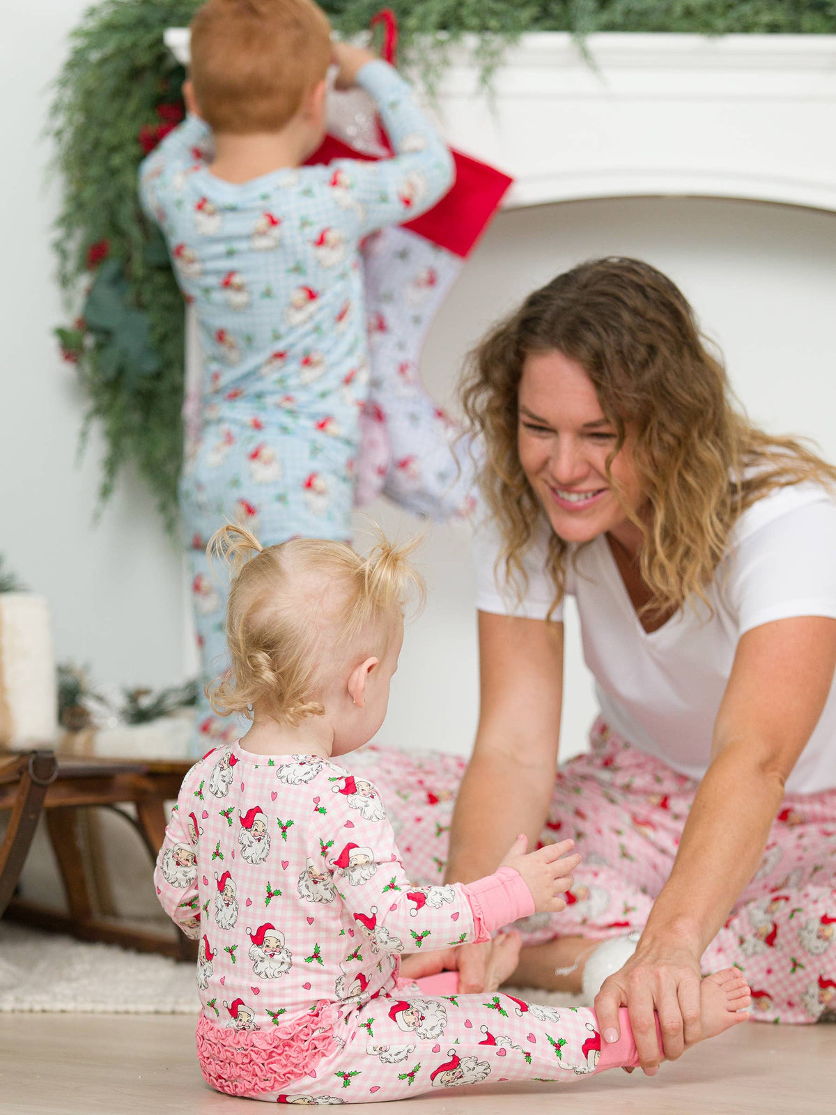 SoftSnooze™ Adult Bamboo Viscose Pink Dear Santa Pajama Pants: Pink / Adult L