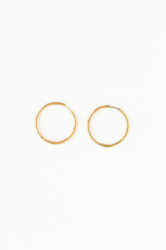 Endless Hoop Thin Gold Earrings - Hypoallergenic, Girl Gift: Gold / 16 mm