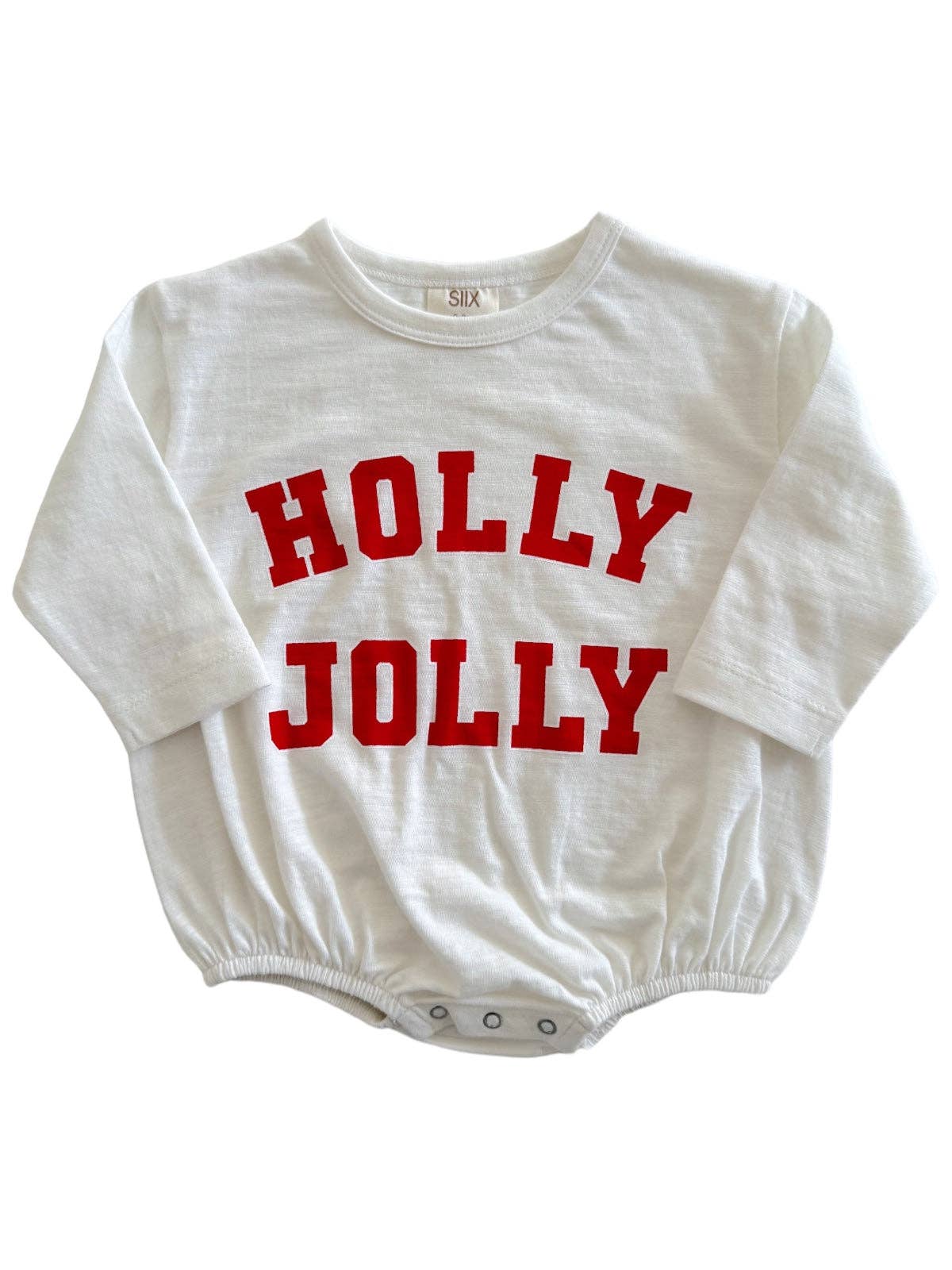 Holly Jolly White / Organic Long Sleeve T-Shirt Bubble: 6-12M