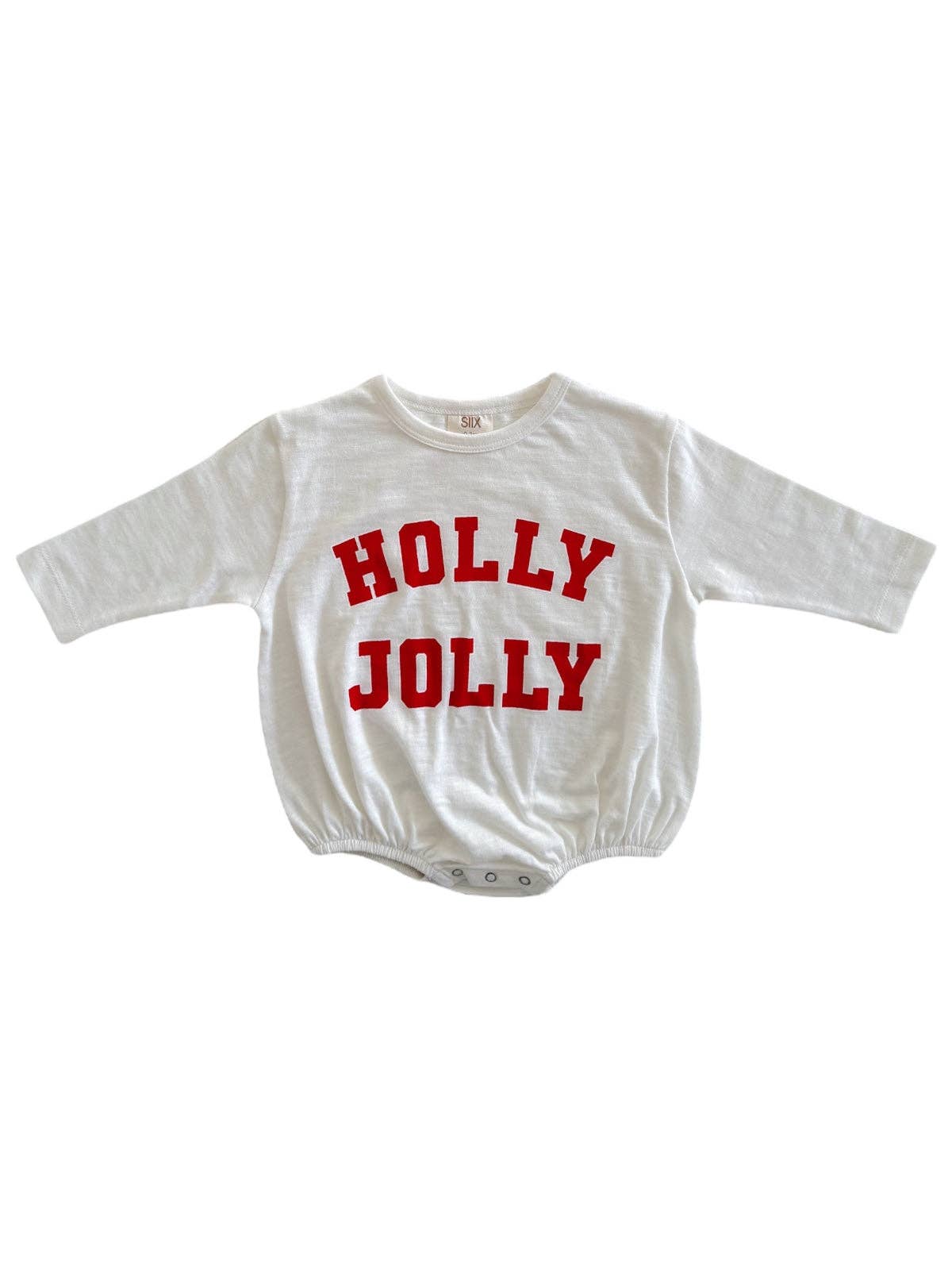 Holly Jolly White / Organic Long Sleeve T-Shirt Bubble: 3-6M