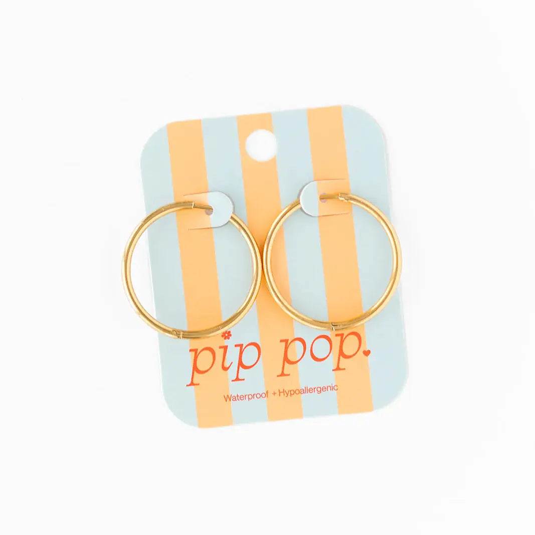 Endless Hoop Thin Gold Earrings - Hypoallergenic, Girl Gift: Gold / 22 mm